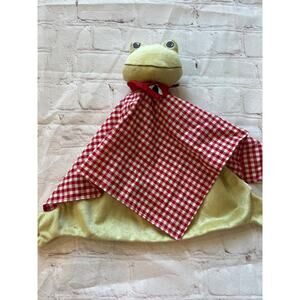 IKEA Baby Lovey Frog Security Blanket Red Checkered Handkerchief Green